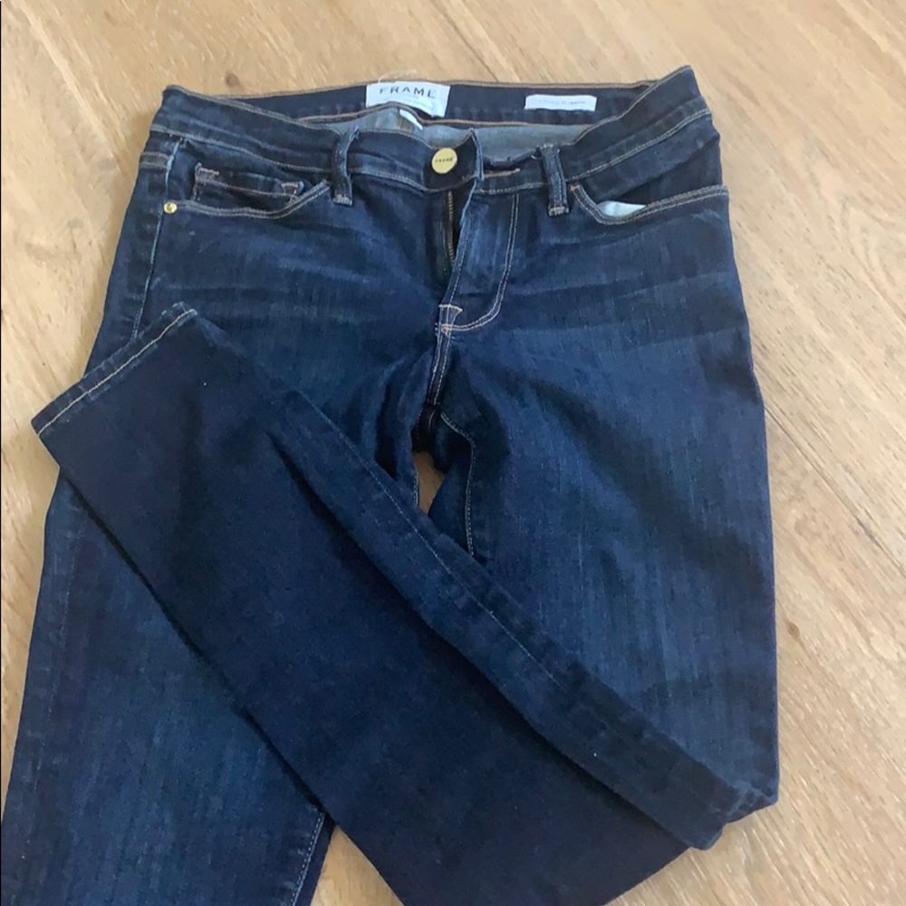 dark blue low/mid rise jeans
